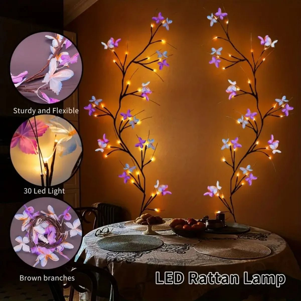 30LED Enchanted Willow Vine Light with Butterfly