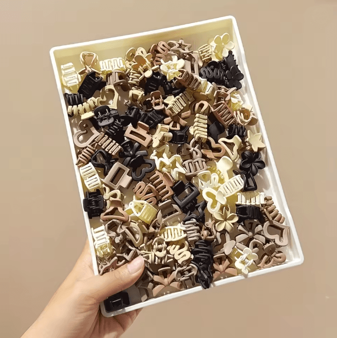 Beige Mini Hair Clip Set