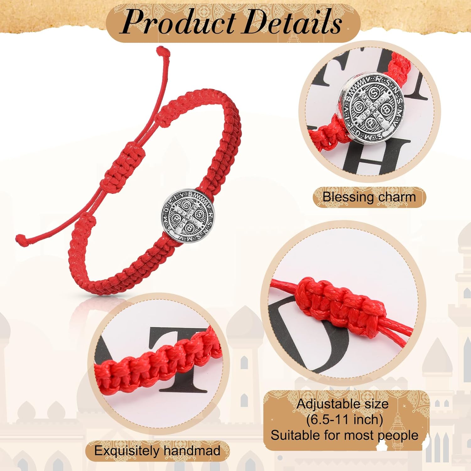 Saint Benedict Bracelet Adjustable Catholic Bracelet Religious Protection Jewelry