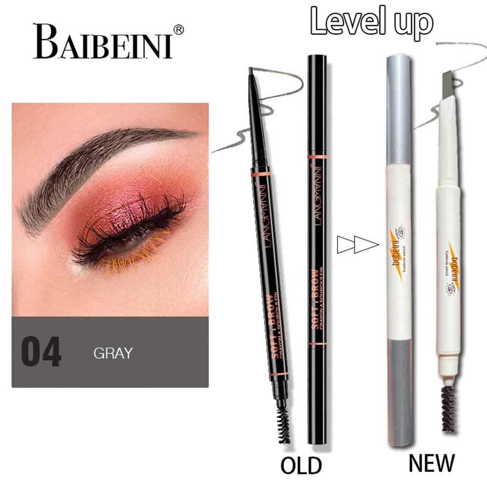 Thin Head Waterproof Double Ended Eyebrow Pencil with Brush