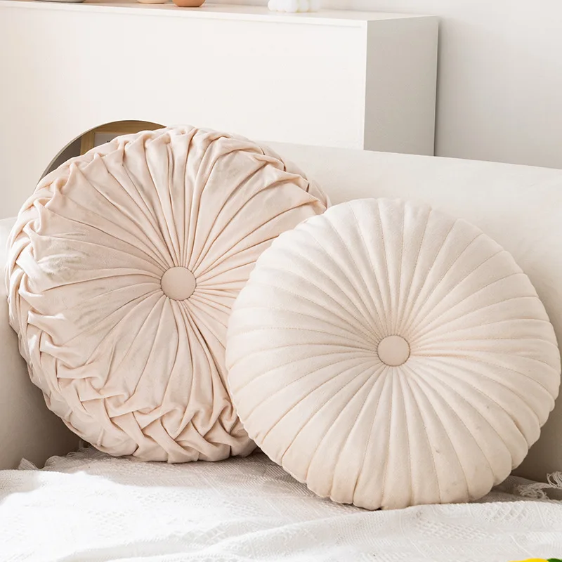Round Pumpkin Pillow Pink Cushion Living Room Sofa Decorative Wheel Futon