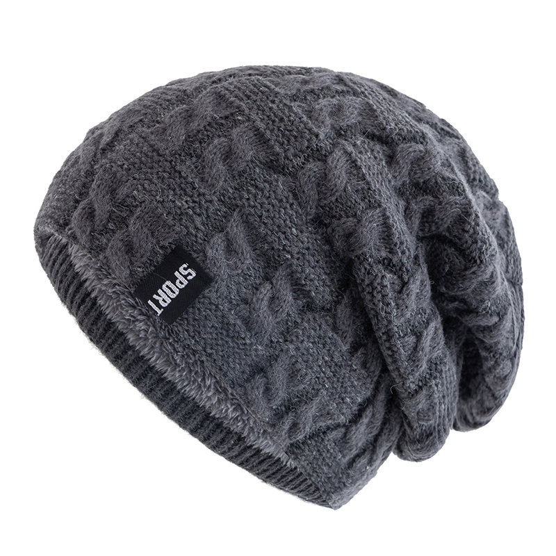 Fleece Lined Warm Beanie, Unisex Winter Hats, Sports Casual, Knitted Hat, Label Dopamine, Men Women