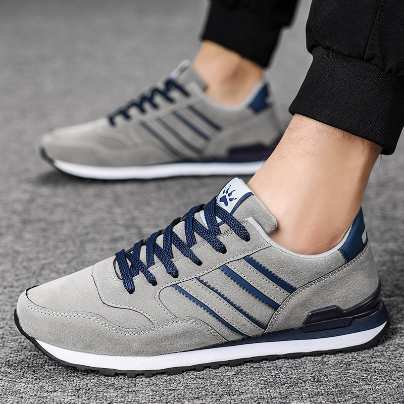 Mens Artificial Leather Casual Shoes, Breathable Lace-Up Spring Flats & Light Outdoor Sneakers for Everyday Comfort