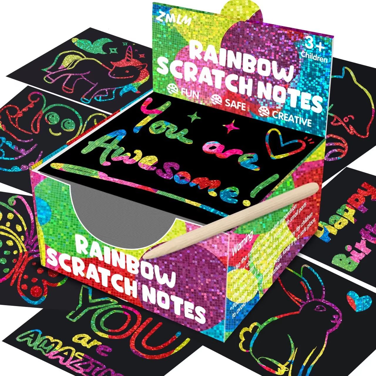 Dazzling Scratch Painting Interactive Art Kit with Note Cards Parent-Child Creative Toy