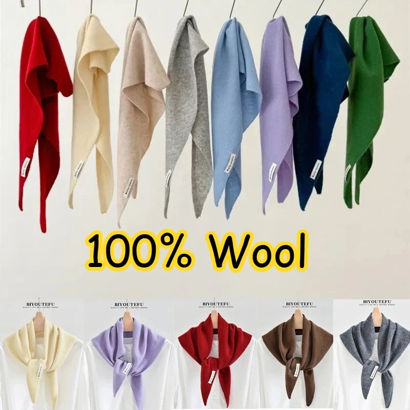 Australian Wool Knitted Triangle Scarf – Women's Warm Autumn Winter Neck Shawl
