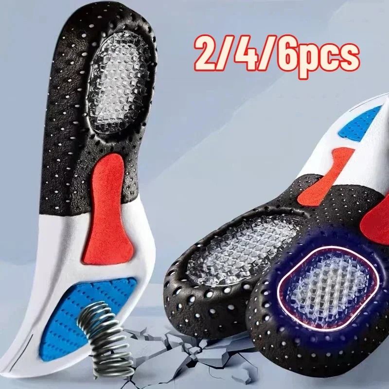6 Pack Orthopedic Silicone Insoles for Arch Support and Shock Absorption Comfort for Running or Plantar Fasciitis Relief