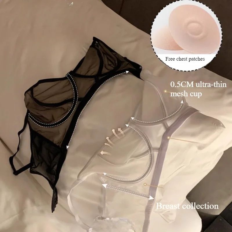 Transparent Ultra-Thin Lace Strapless Bra – Sexy Embroidered Underwire Lingerie