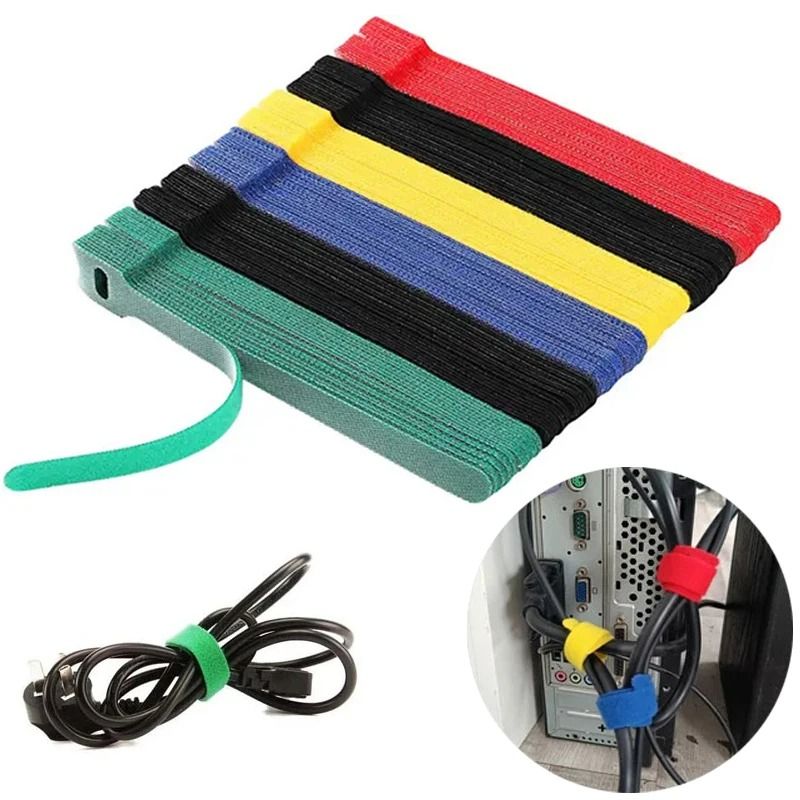 Reusable Cable Organizer Ties Adjustable Hook and Loop Wire Straps