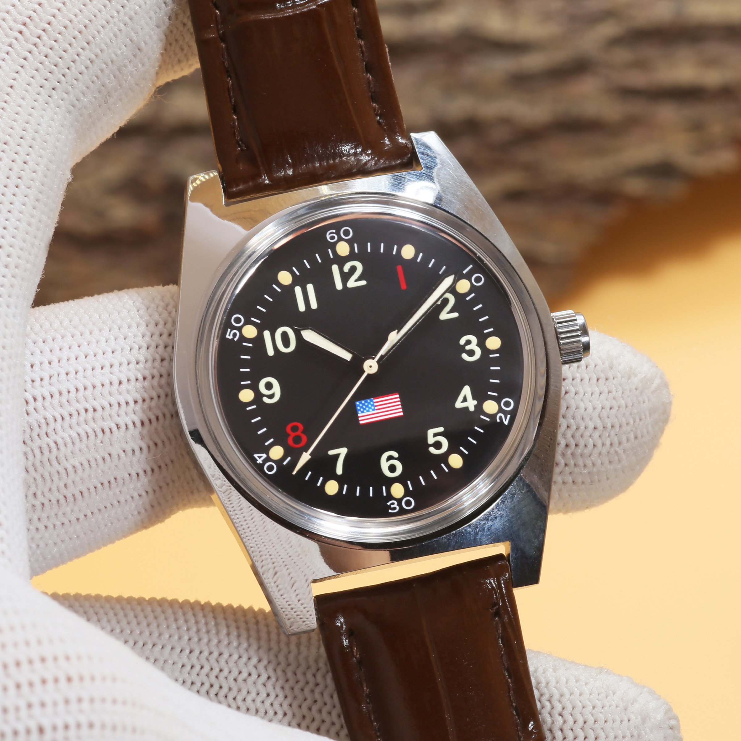 PHANTOM Men Retro Mechanical Watch Stainless Steel, Waterproof, Military Design Manual Movement