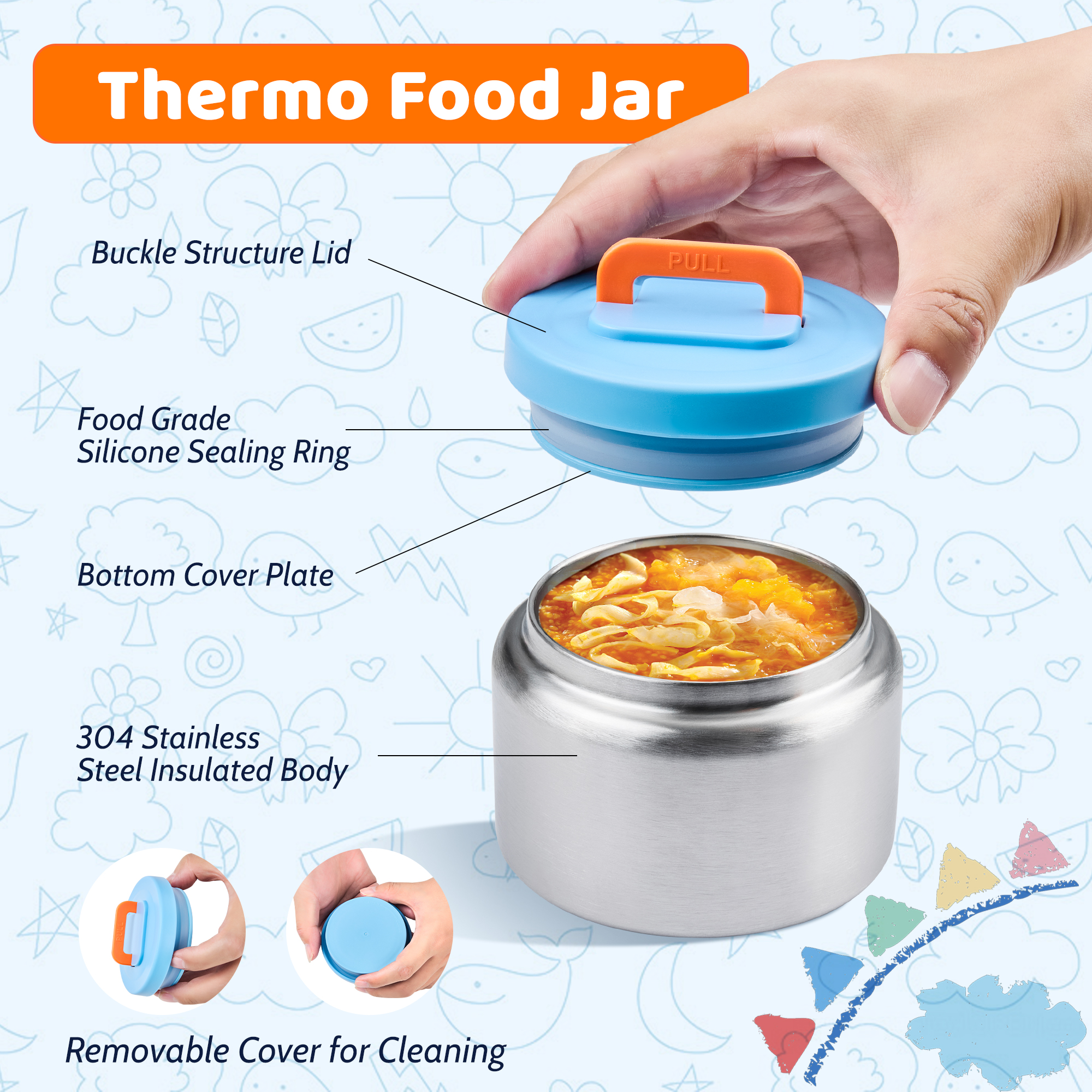 Insulated Bento Lunch Box Set with Snack and Sauce Containers