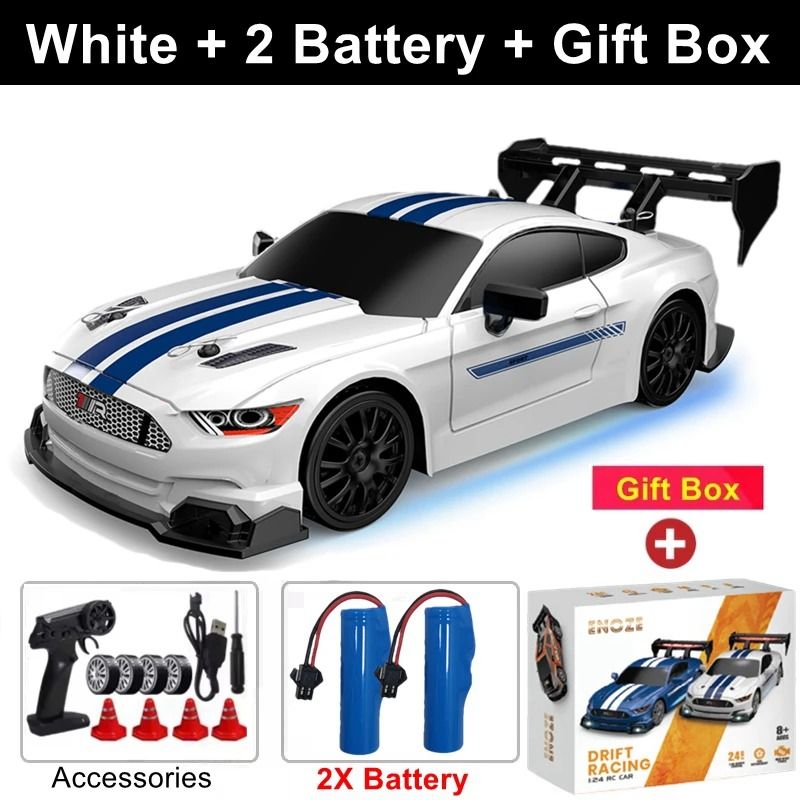 4WD RC Drift Car with LED Lights Rechargeable Remote Control Racing Toy