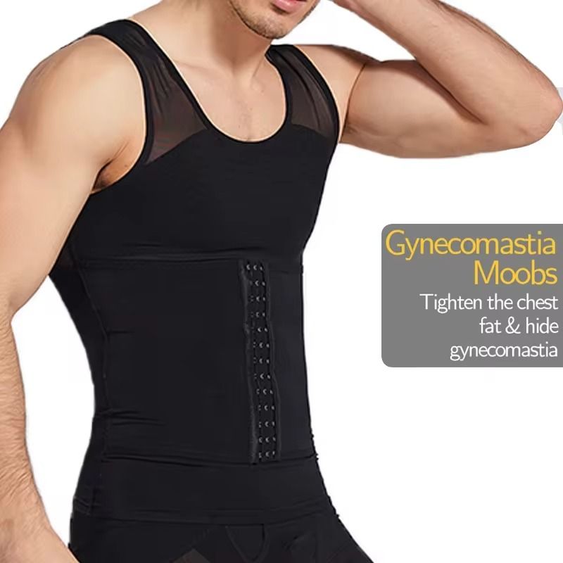 Mens Compression Shaper Vest for Chest and Tummy Slimming Support