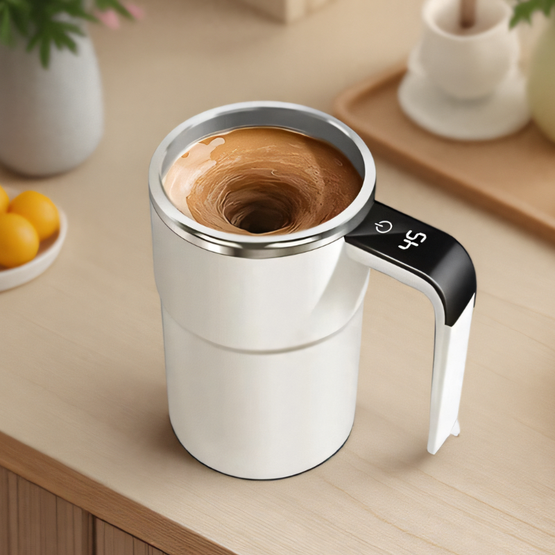 USB Rechargeable Thermal Cup, Stirring Magnetic Mug with LCD Screen, Reusable Coffee Accessories for Home Office