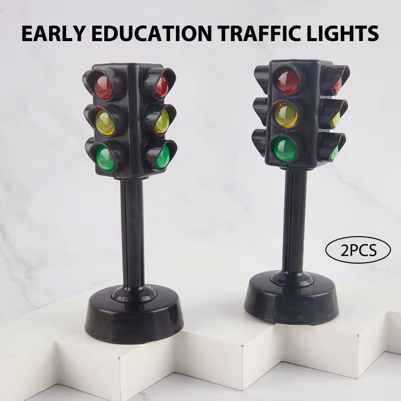 2 Piece Traffic Light Toy Set – Mini Parking Lot Scene Educational Model for Kids