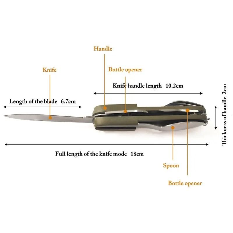 Multifunction Camping Utensils 7 in 1 Foldable Camping Cutlery Outdoor Tableware Set