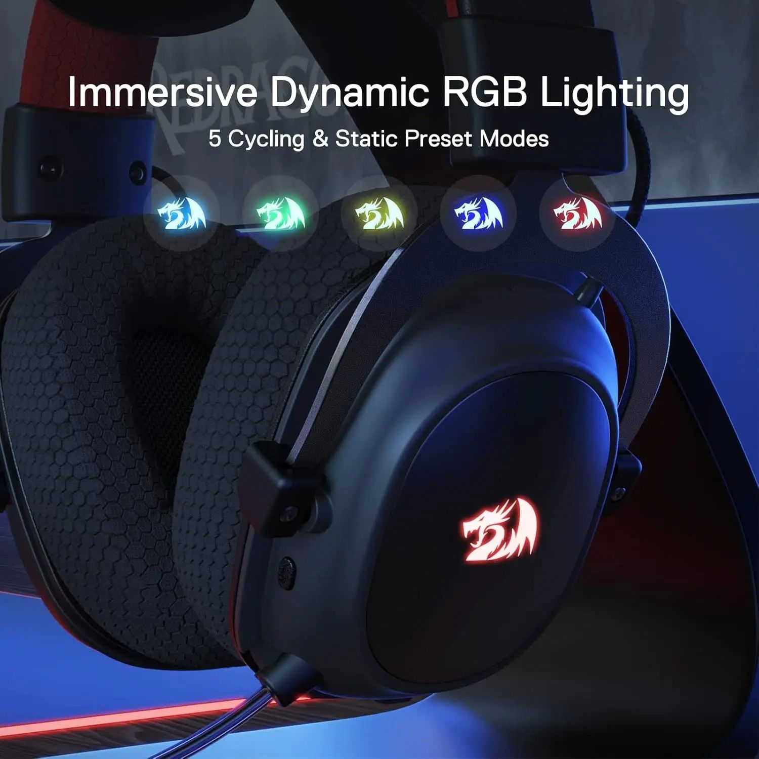 RGB Wireless Gaming Headset – 7.1 Surround Sound 53mm Audio Drivers