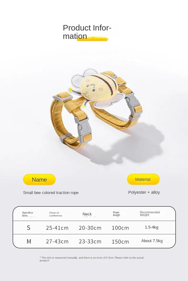 Cartoon Bee Cat Harness Leash Set