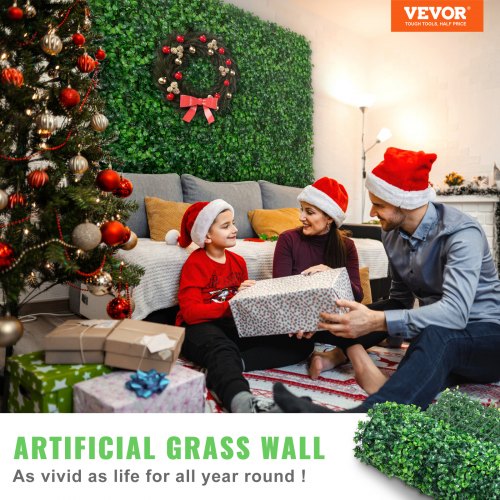 Artificial Boxwood Panel UV, Fake Hedge Wall Panels, Dense Green Grass Backdrop for Indoor Outdoor Privacy Fence