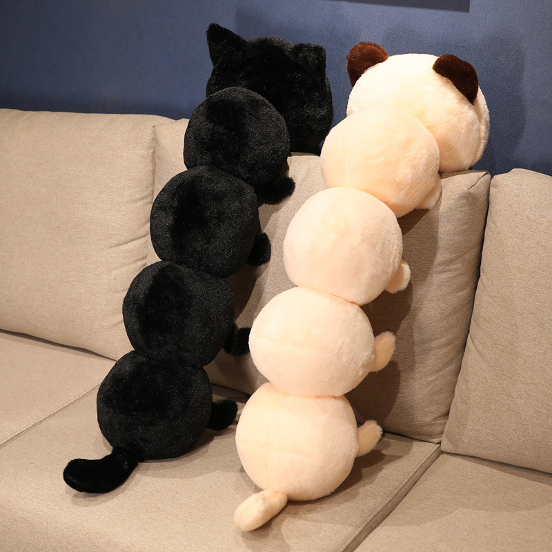 Kawaii Black Cat Plush Toys, Giant Cute Soft Cat Sleep Long Pillow Cushion, Plush Gift