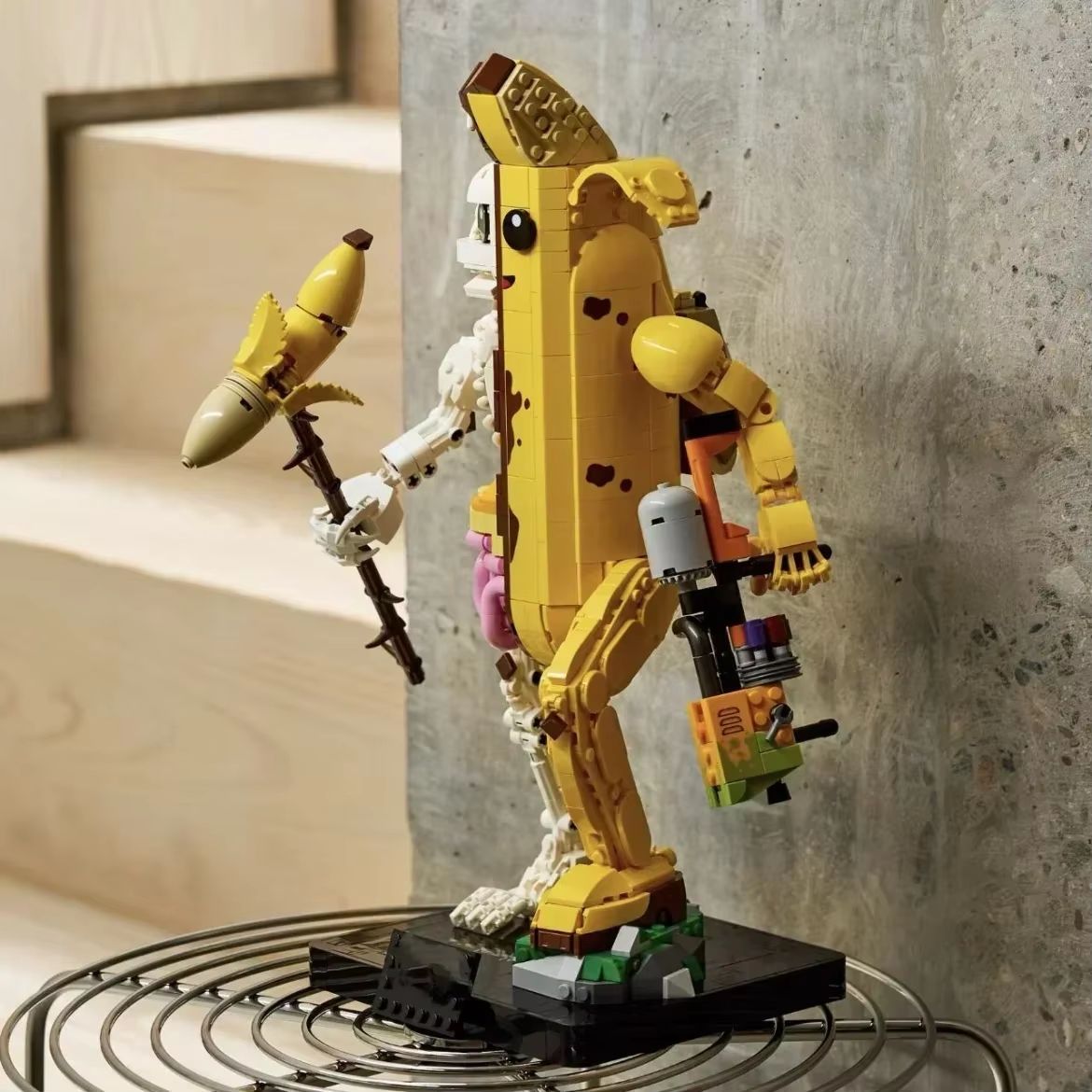 1414 Piece Banana Brick Building Set 3D Display Model with Stand and Collectible Design