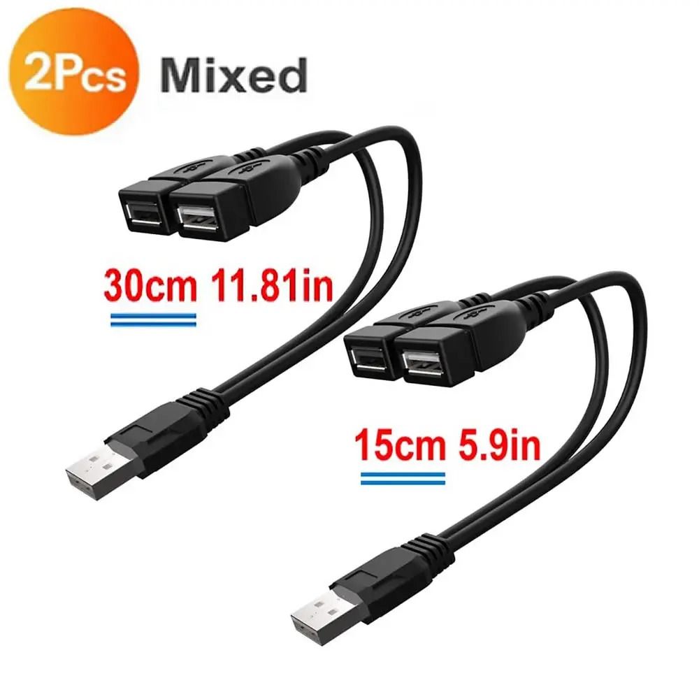 USB 2.0 Y Splitter Cable 1 Male to 2 Female Extension Adapter