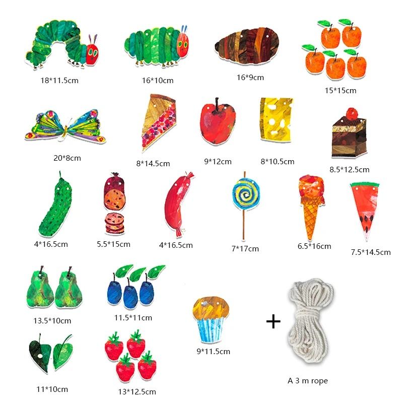 The Very Hungry Caterpillar Classroom Banner Flag Set with 9.84ft Hanging Rope