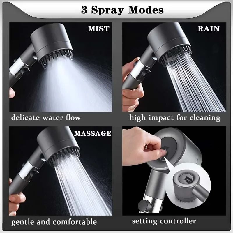 High Pressure Water Saving Shower Head with Adjustable Modes and Filter