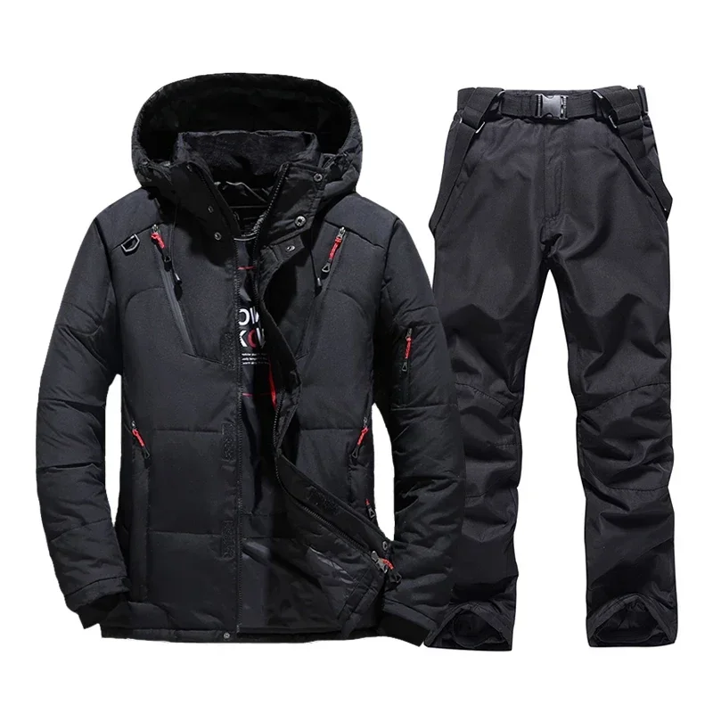 Thermal Skiing Down sUIT, New Winter Ski Suit Men, Warm Snowboard Bibs Pants, Male Snowmobile Clothing Overalls Set