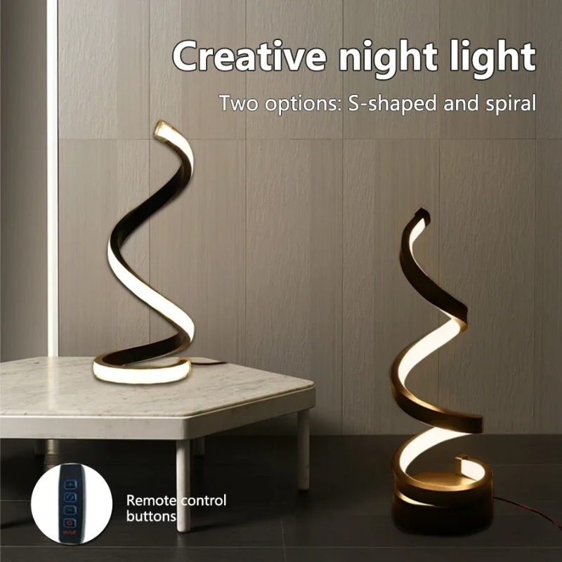 Modern LED Spiral Table Lamp Three Speed Dimming USB Power Button Switch Bedroom Decorative Light