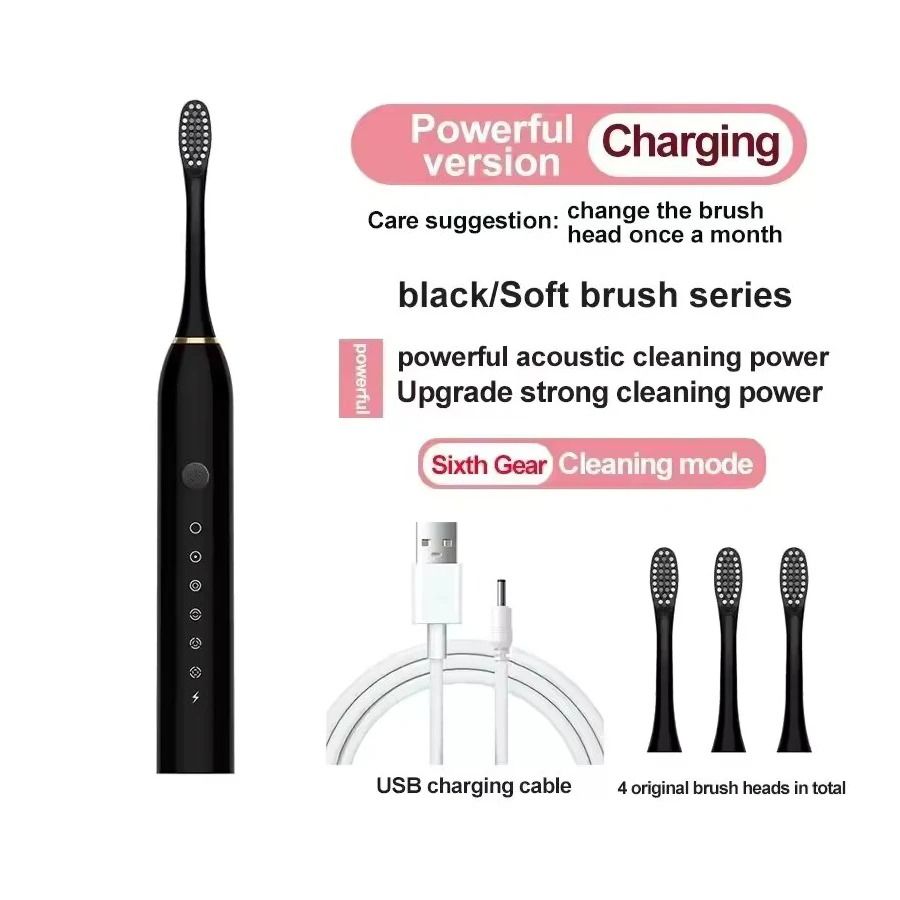 Electric Ultrasonic Toothbrush Six Speed Mode USB Charging Waterproof Adult Tooth Cleaner Couple Set
