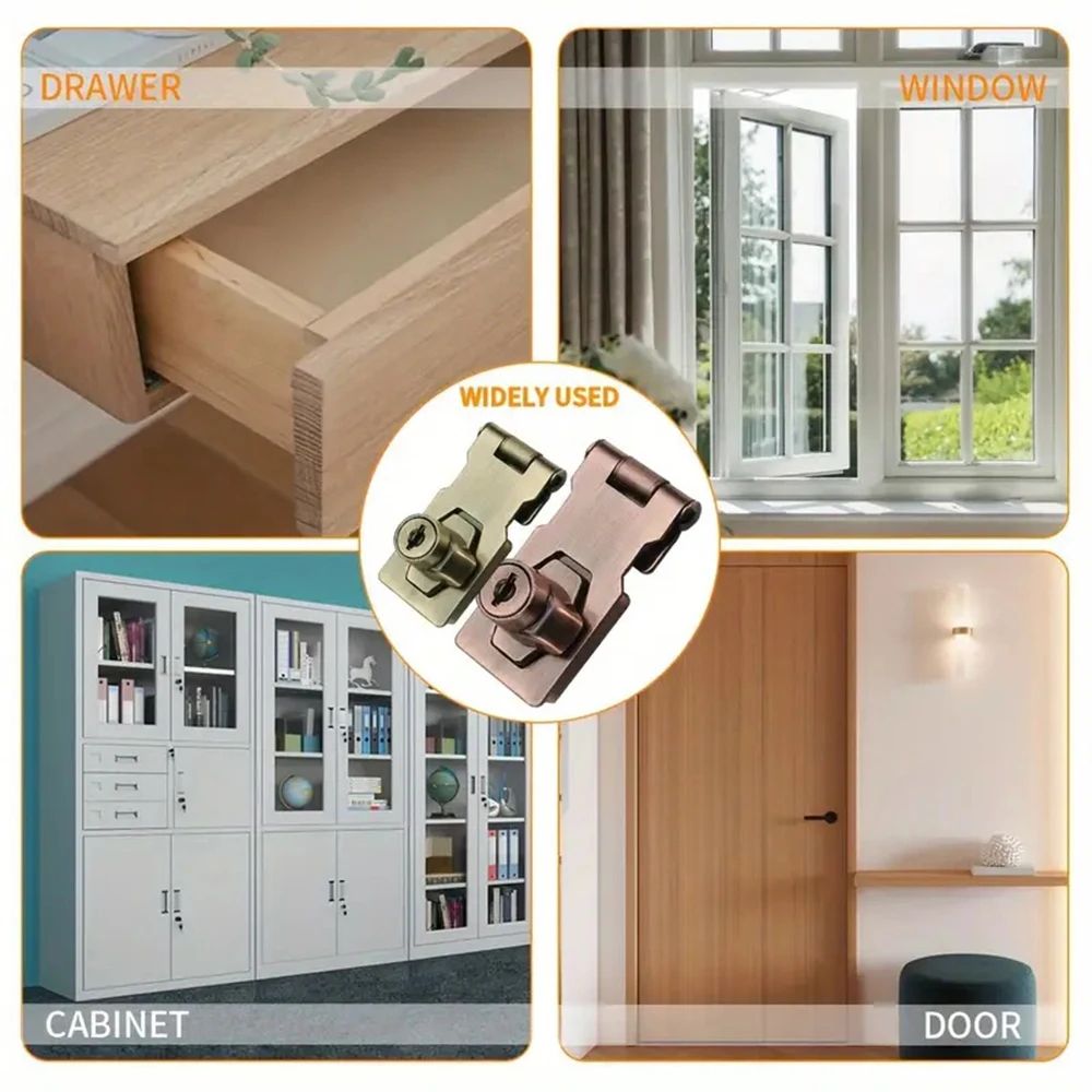 SecureGuard Heavy-Duty Locking Hasp With Keyed Padlock – Cabinet, Shed & Garage Security System