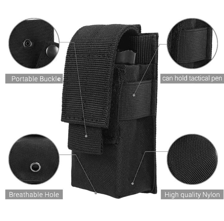 Tactical MOLLE Flashlight & Magazine Pouch Multi-Tool EDC Waist Holster