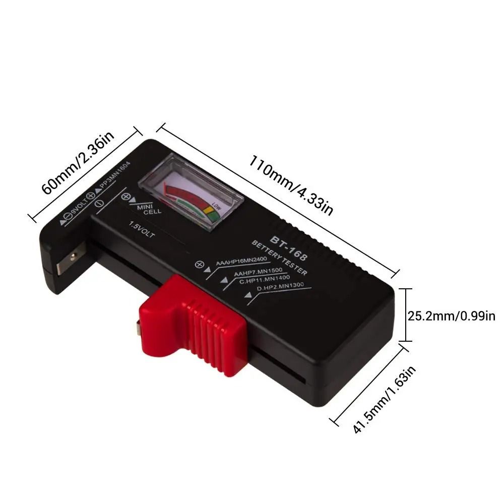Universal Battery Voltage Tester for AA AAA C D and 9V Batteries with Color Power Meter