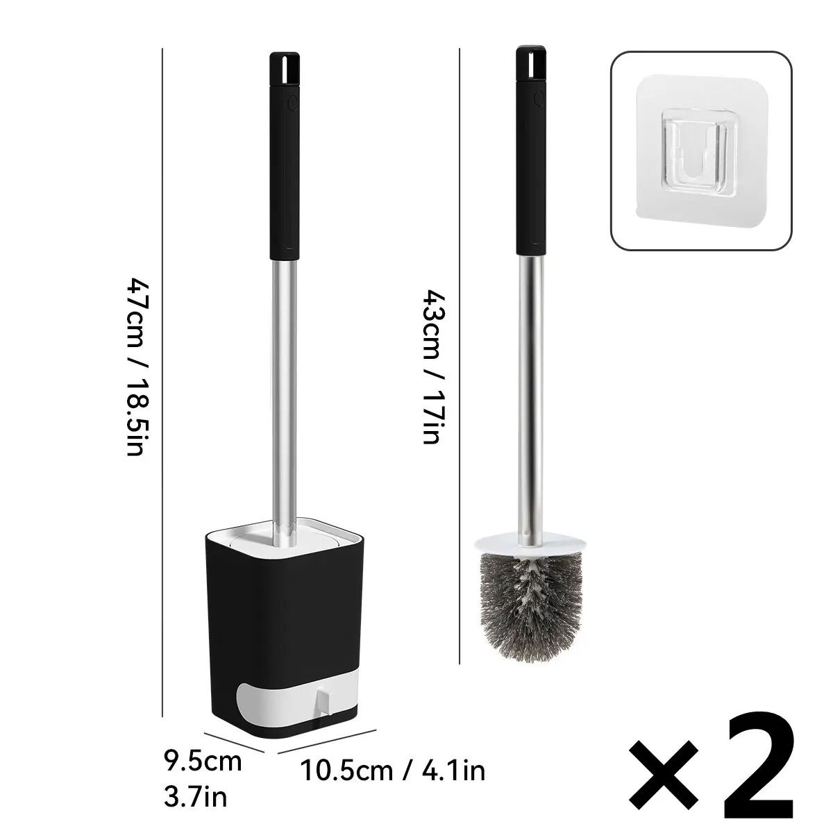Punch Free Wall Mounted Toilet Brush with Holder Long Handle Bathroom Cleaner