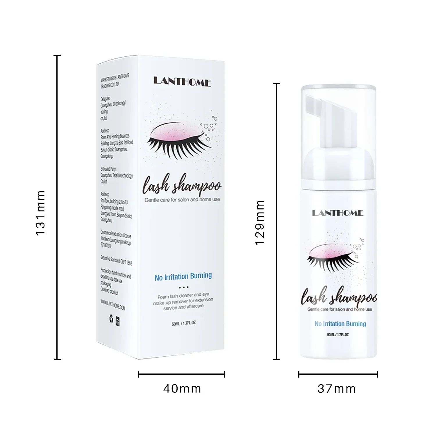 Lanthome 50ml Eyelash Extension Shampoo Foam Deep Clean Eyelid Cleanser