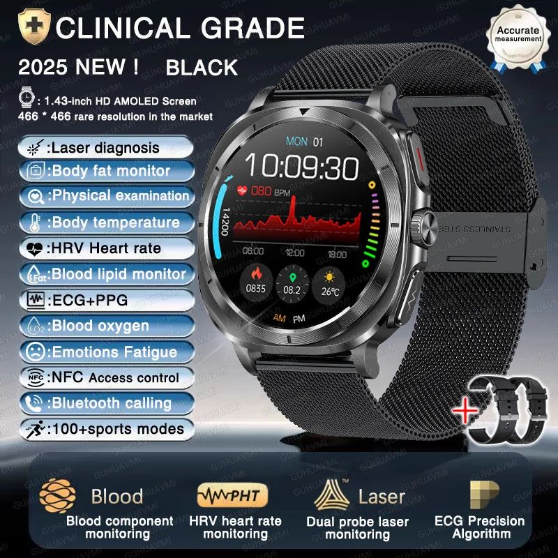 Smart Health ECG Watch with Blood Pressure & Body Analysis Tracking