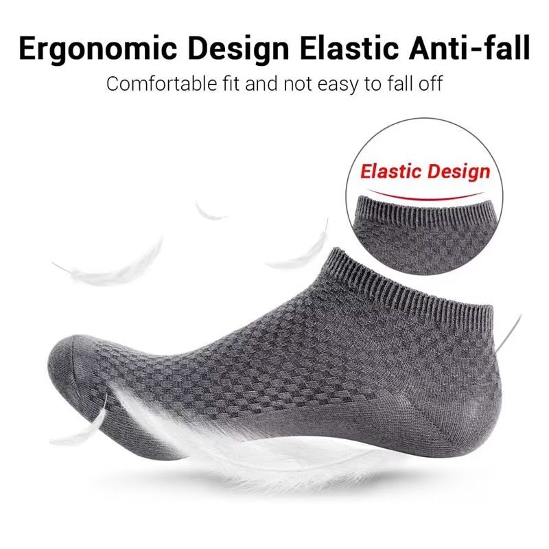 Men's Bamboo Fiber Ankle Socks 5-Pair Breathable Antibacterial Comfort