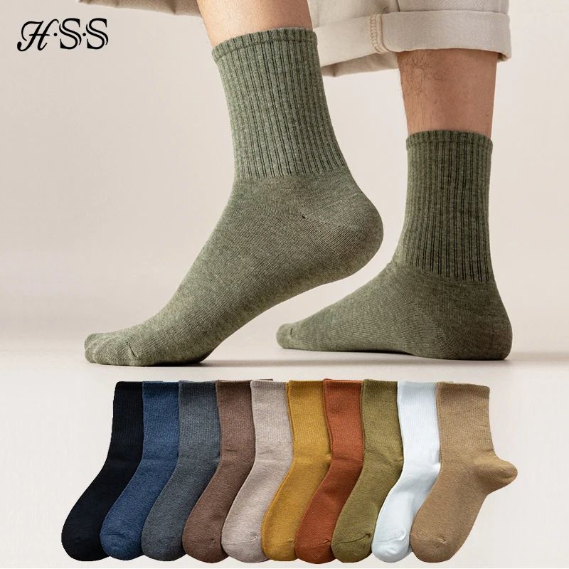 Combed Cotton Business Dress Socks for Men - 5/10-Pair Pack