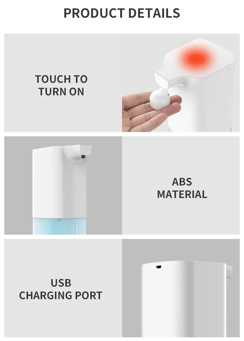 Automatic Foam Soap Dispenser with Infrared Sensor USB Rechargeable, Kitchen & Bathroom Use