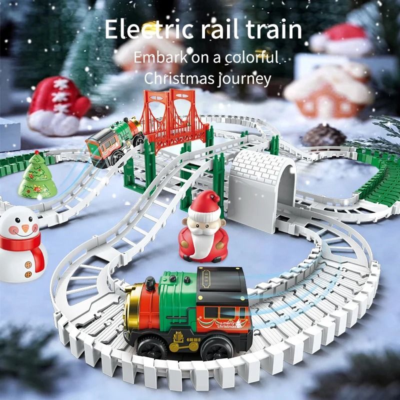 Christmas Electric Track Car Train Toy Kids Educational Racing Track Set
