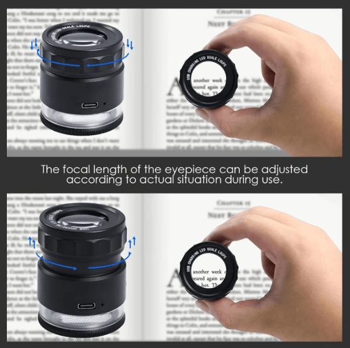 ABKY 10 Rechargeable Jewelers Loupe Magnifier with LED Light and Scale