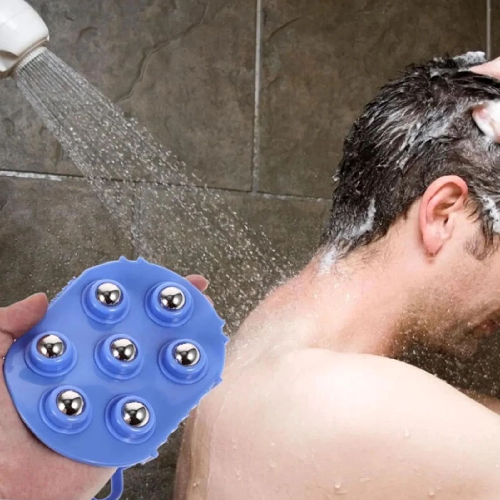 Double-Sided Body Massage Brush with 360° Rotating Steel Ball, Portable Scraping Massager for Muscle Relief & Relaxation