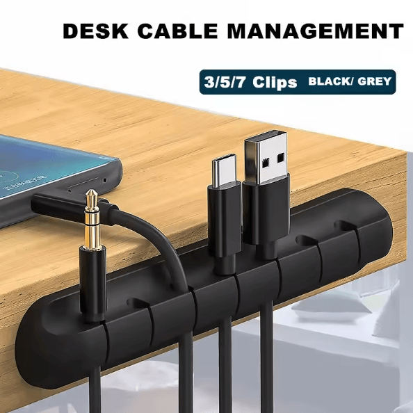 Silicone Cable Holder Clips – Self-Adhesive Desk Cord Organizer & Wire Manager
