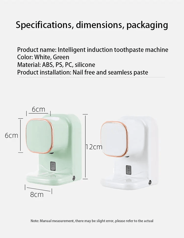 AutoPress Wall Mounted Automatic Toothpaste Dispenser Touch Free Bathroom Use