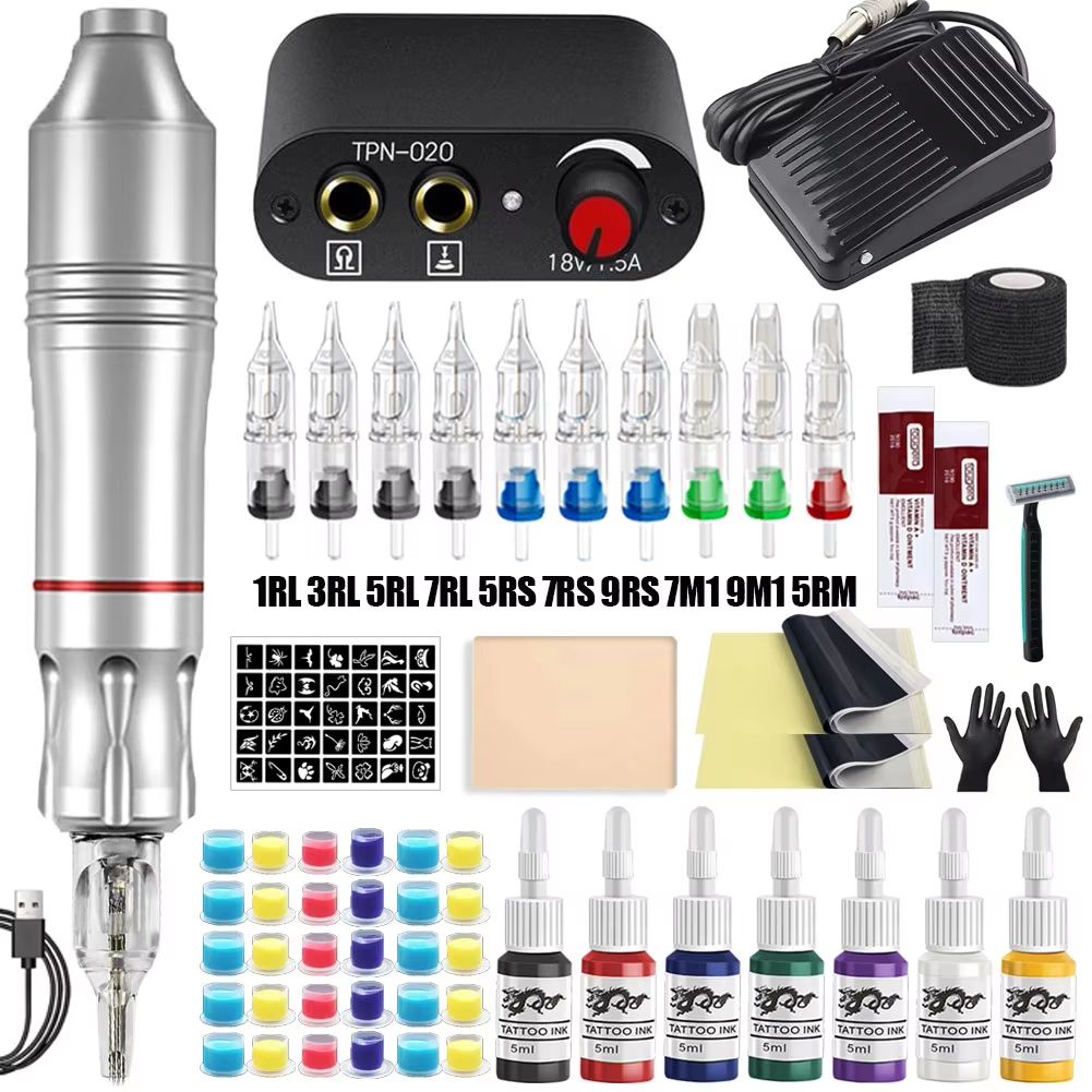 Professional Rotary Tattoo Machine Kit – Complete Tattoo Pen Set with Power Supply & Needles