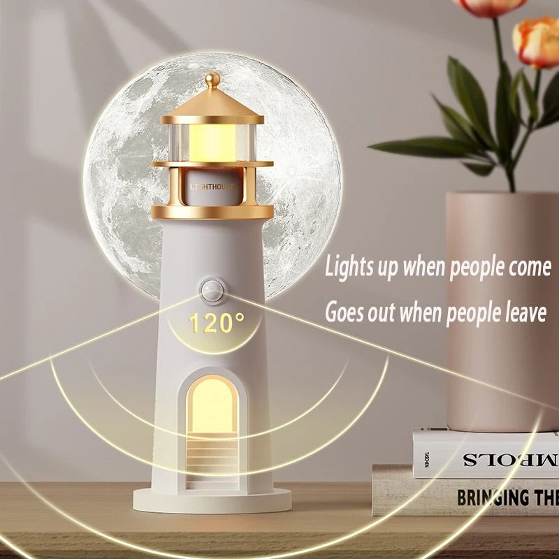 Moon Projection Lighthouse Night Light with Bluetooth Music and Remote
