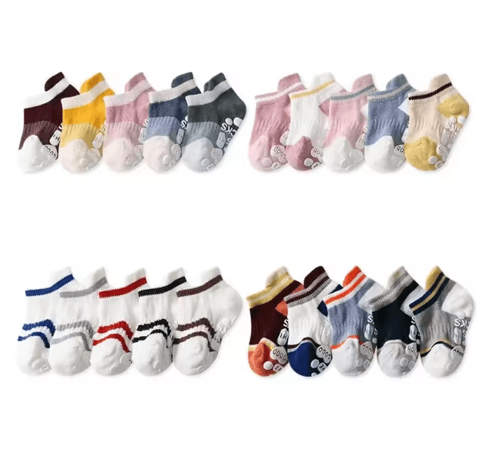 Baby Anti Slip Cotton Socks 5 Pair Non Slip Floor Socks for Newborn to 5 Years