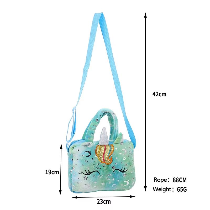 Kids Plush Unicorn Crossbody Bag – Soft Shoulder Handbag Coin Purse for Girls (7.68x6.10x2.05in)