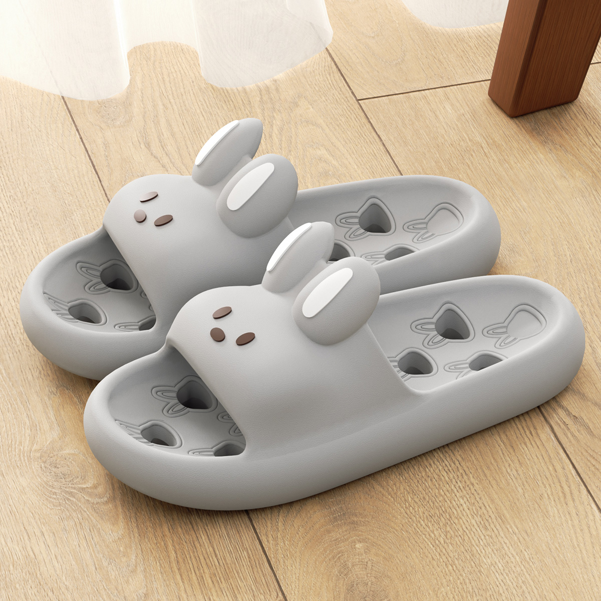 Cute Non-Slip Cartoon Women Bathroom Slippers, Fashion Leaky Sandals, Thick Bottom Slides, Quick Drying Flip Flops
