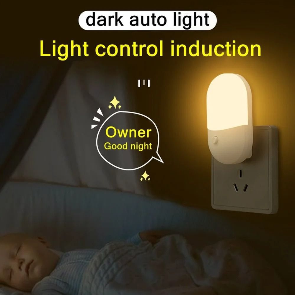 Cute LED Night Light – Compact Plug-In Bedside Lamp